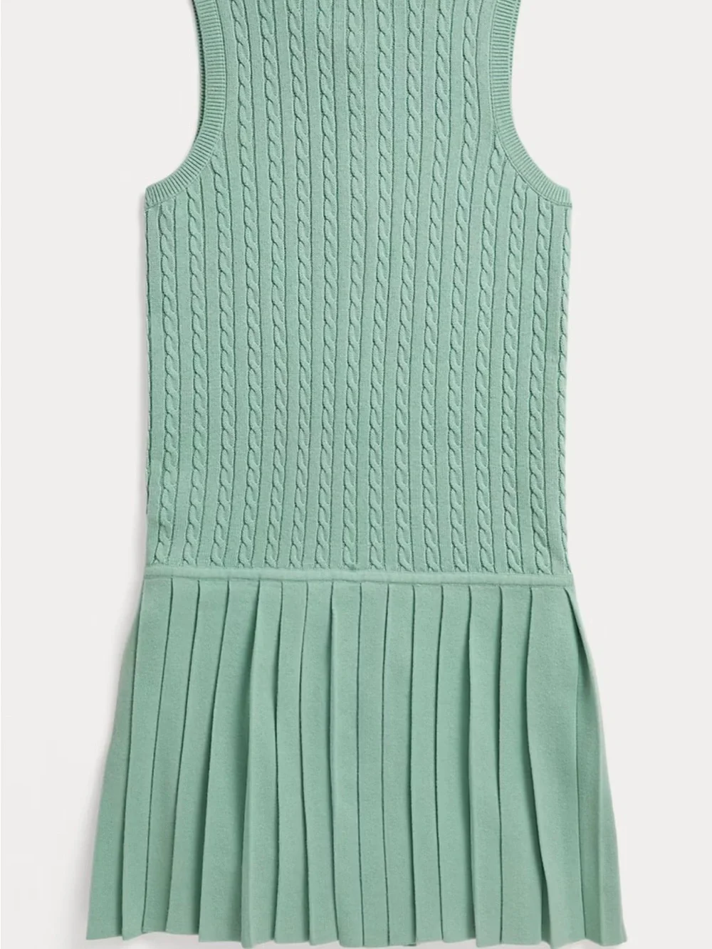 Ralph Lauren Mint Cable-Knit Pleated Polo Dress